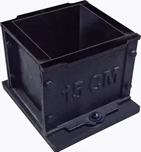 EIE Instruments Concrete Cast Iron Cube Mould Perfect Casting Oiled Surface for Long Life (15 Cm 7 to 7.5 Kg Weight)