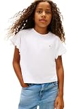 Tommy Hilfiger Camiseta de Manga Corta Chicas Essential Top Relaxed Fit, Blanco (White), 92