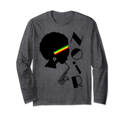 Black History Pride Afro Donna Nera Sassofono Maglia a Manica