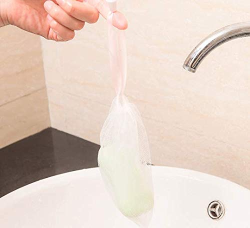 10PCS Double Layer Bubble Foam Net Exfoliating Mesh Soap Saver Pouch Drawstring Holder Bags Body Facial Cleaning Tool(Color Random)