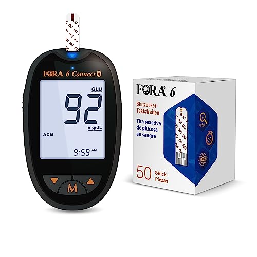 FORA Multifunctional blutzuckermessgeräte Starter-Set, Datenübertragung per Bluetooth 4.0, Ketone check und Cholesterin