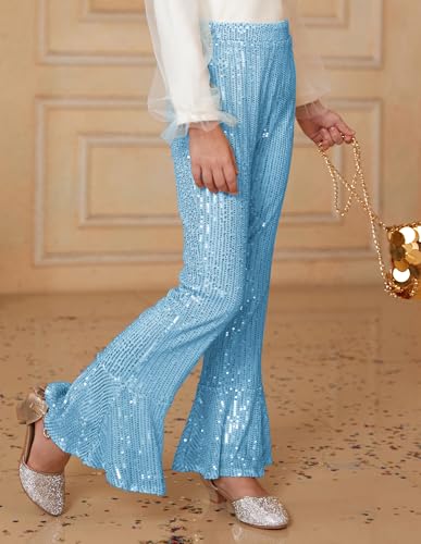 Image of GRACE KARIN Girls Sequin Pants Sparke Trouser Glitter Dance Bell Bottoms 5-14