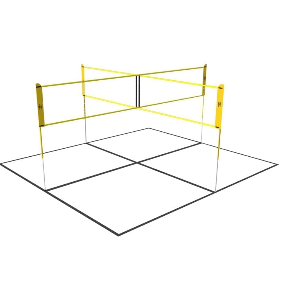 UMBRO Spielnetz - Garten - 168 x 400 cm - 4 Fachs - Volleyballnetz - Badminton Netz - Schwarz/gelb
