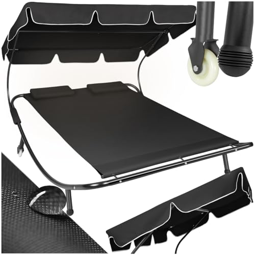 TecTake® Lettino Prendisole Doppio con 2 Cuscini da Esterno, Robusto Telaio in Metallo, Comode...