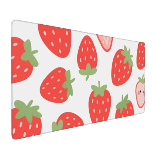 Tapis de souris de jeu rouge fraise XXL de 90x40 cm pour bureau