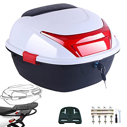 HDBODY Bauletto Per Moto Bauletto in ABS Di Grande Capacità Per Scooter, Moto, Motorini E Quad,Bianca,40x36x25cm