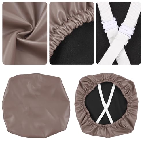 Image of YISUN Waterproof Chair Seat Covers Set of 6, Pu Leather Dining Room Chair Covers, Stretch Chair Cover for Dining Room Chair Protector Slipcover for Kitchen, Hotel (6, Pu Dark Tan)