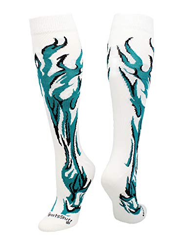 Flame Fire Softball Socks for Girls, Boys, Women, and Men Youth & Adult Over the Calf Fun Team Socks
