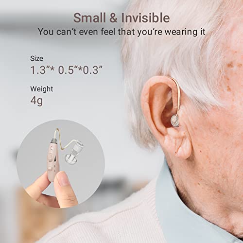 Ibstone Rechargeable Hearing Aids For Seniors And Adults, Otc Behind-The-Ear Hearing Aids, With Speaker-In-Canal Design For Clear Sound With Noise Cancellation, Beige, Pair, B08 (Single) #TOP1