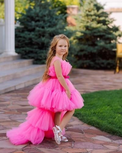 Yexinbridal High Low Flower Girl's Dresses Princess Pageant Dress Tulle Kids Ball Gown Birthday Party2