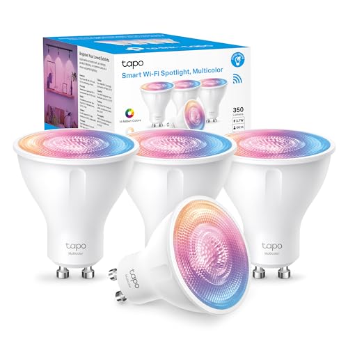 Tapo L630 (4-Pack) Smart Bulb, Alexa Light Bulb, Smart Light Bulb Spotlight, GU10 Lamp Base, 16 Million Colours, White Tunable, High Lumen & Dimmable, Remote Control, Voice Control Alexa & Google