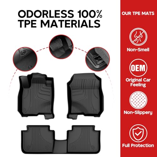 All Weather Floor Mats & Cargo Liner Fit for Honda HRV HR-V 2023 2024 2025: TPE Rubber Liners HR-V Hybrid 2023 2024 2025 Full Set Accessories Odorless Anti Skid Mat