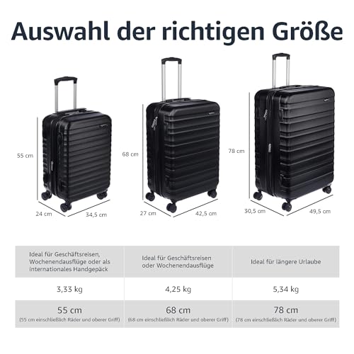Mittelgroßer Hartschalenkoffer von Amazon Basics – 68 cm, Schwarz