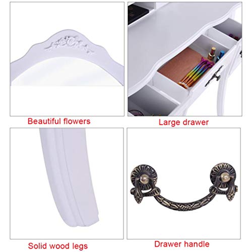 image for Printasaurus [US in Stock] Vanity Table Set with 5 Drawers Tri-Folding