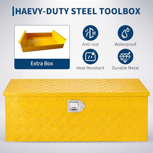 Heavy Duty Aluminum Truck Bed Tool Box 30'', Professional-Grade Storage Chest with Secure Lock, Gas Strut Lid, and Small Parts Organizer, Durable Heavy Duty Alu Tool Box for Pickup, RV, Trailer by ExploreHorizon - Used condition - Image 2