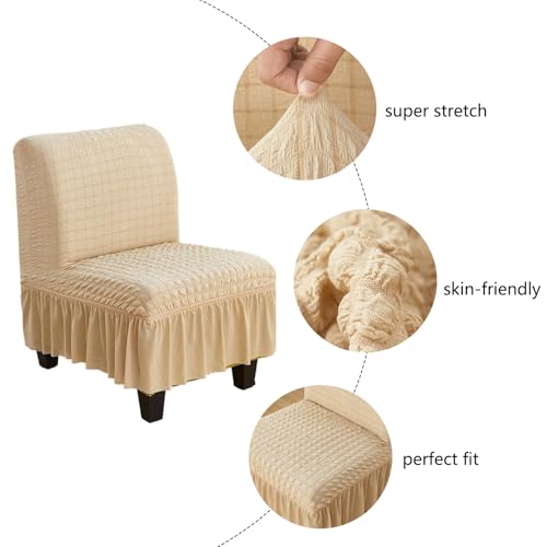 Housse de chaise d'appoint en seersucker au design extensible raffiné