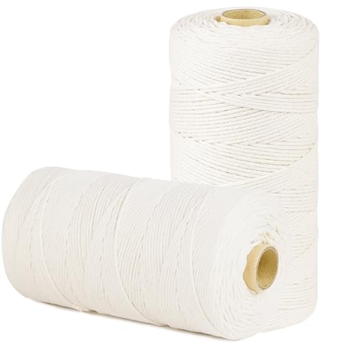 Image of SMART&CASUAL 1,200 Feet 2mm Cotton Butcher Twine String Soft Food Safe for Cooking Craft Baker Kitchen Meat Turkey Sausage Roasting Gift Wrapping Gardening Crocheting Knitting