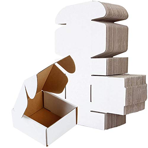 Shipping Box BM442 4″L x 4″W x 2″H, Pack of 50, White Small Mailing Corrugated Cardboard Box