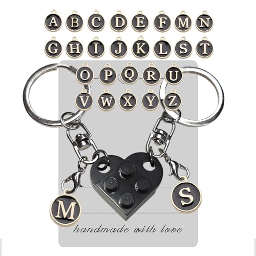 Smilelife Personalized Brick Matching Heart Keychains - Valentine's Gifts for Mom, Dad, Couple, Boyfriend, Girlfriend, Lovers