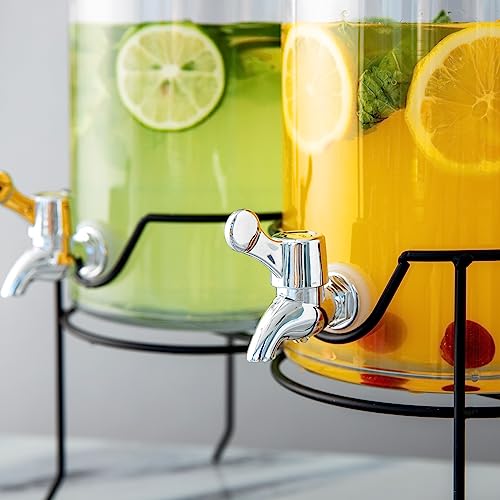 2 Pack Drink Dispenser with Stand Beverage Dispenser 1 Gallon Glass Drink Dispensers for Parties Lemonade Sangria Dispenser Water jug dispenser - Thumbnail 3