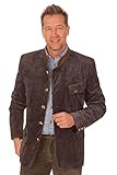 Trachtenjanker Trachten Herren Sakko - Velour/Stehkragen - grau, Größe 46