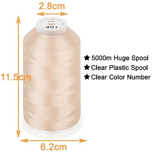 Image of New brothread - Single Huge Spool 5000M Each Polyester Embroidery Machine Thread 40WT for Commercial and Domestic Machines - Flesh