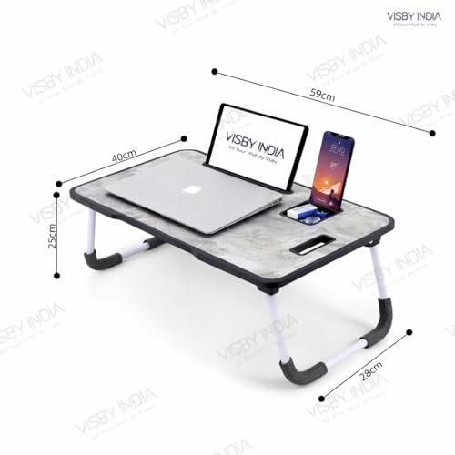Image of SPHENI Smart Multipurpose Foldable Laptop Table with Cup Holder, Study Table, Bed Table, Breakfast Table, Foldable and Portable /Ergonomic & Rounded Edges /Non-Slip Legs (AUS MARBLE NEW)