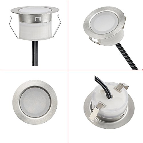 FVTLED Low Voltage LED Deck Lighting Kit Stainless Steel Waterproof Outdoor Landscape Garden Yard Patio Step Decoration Lamp LED In-ground Light, Pack of 10 (Cold White) - Thumbnail 4