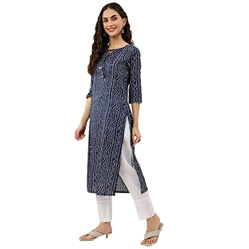 Image of NAINVISH Women's Cotton Blend Relaxed Fit Straight Kurti