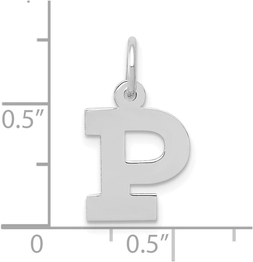 10k White Gold Letter P Pendant Necklace for Women or Unisex Wear, Polished Block Initial Charm, Real Gold Alphabet Jewelry, Custom Name Pendant, Dainty Monogram for Daily or Layered Look - Image 2