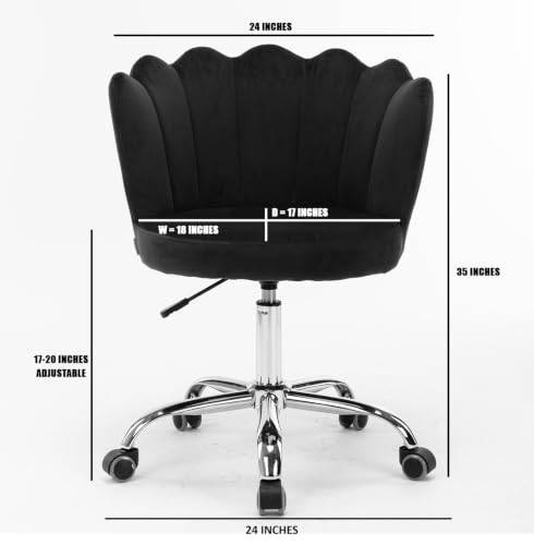 Image of Amazon Brand - Solimo Pink Velvet Swivel Office Computer Study Task Chair with Scalloped Back