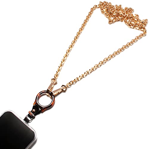 Jojopanda Cell Phone Chain Lanyard Crossbody Metal Shouder Strap Phone Case Patch With Acrylic Finger String Holder Ring (Bevel Rolo Chain) #TOP3