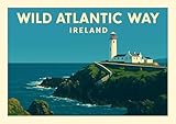 vintage atlantic city hotels Design vintage: bellissimo poster da viaggio in stile retrò con la costa irlandese Wild Atlantic Way con una scena drammatica del faro