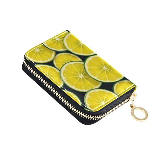 Burbuja Slices Of Lime Credit Card Holder for Women Men RFID Blocking, Leather Accordion Zipper Card Case Wallet 11 Slots