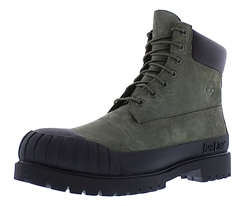 Image of Timberland Premium 6 Inch Waterproof Boot Mens Shoes Size 12, Color: Nubuck Dark Green /Midnight Black