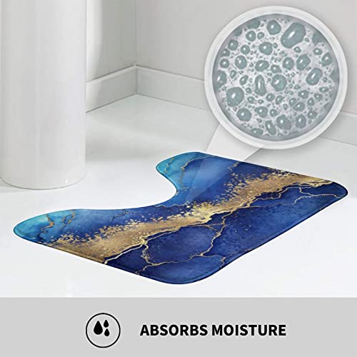 Chfukew Marmorblaue Badezimmerteppiche und -matten-Set, 3-teilig, waschbar, korallenfarben, rutschfeste Badematte… – Bild 6