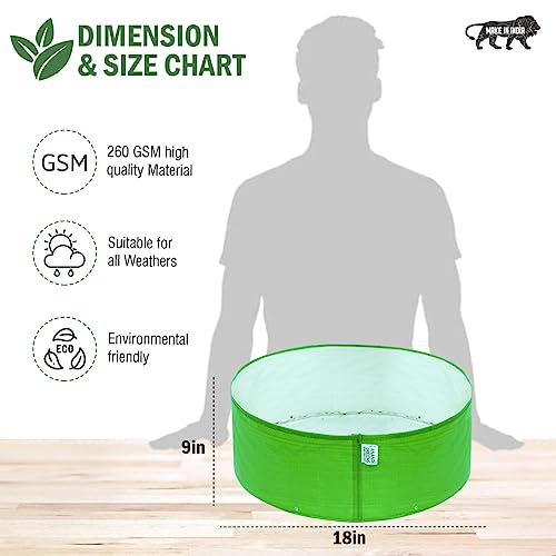 Image of Anandi Green's HDPE UV-Protected 260 GSM Round Green Colour Plant Bags Suitable for Terrace and Vegetable Gardening 18x9 INCH Pack of 3 Plant Bags.