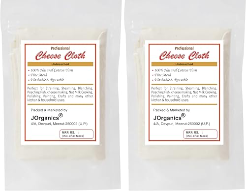 Image of Cheesecloth Yard Unbleached 100% Cotton Fabric Reusable Ultra Fine Muslin Cloth for Straining,Cooking,Cheesemaking,Baking 1X1 Meter Pack of 2