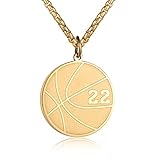 Susook Collar con números de baloncesto para niños, colgante de baloncesto de acero inoxidable dorado, joyería deportiva, regalos para hombres, Acero inoxidable, No es una piedra preciosa