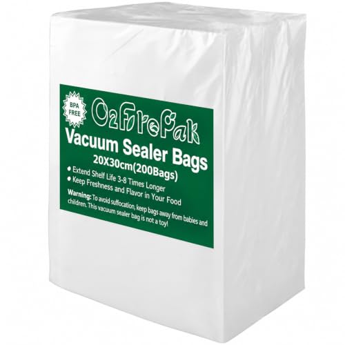 O2frepak Vacuum Sealer Bags 20x30cm, 200 Count