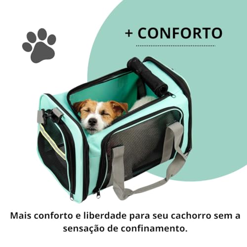 Bolsa de Transporte Para Pet Cachorros e Gatos com Ventilação Viagem Avião Passeio (verde)