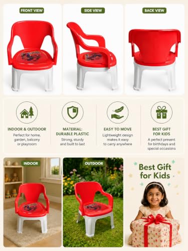 Image of Kids Study Chair with Backrest | Comfortable, Durable & Lightweight Chair for Children - Perfect for Study, Dining & Play (BalComfort Lite, Red)