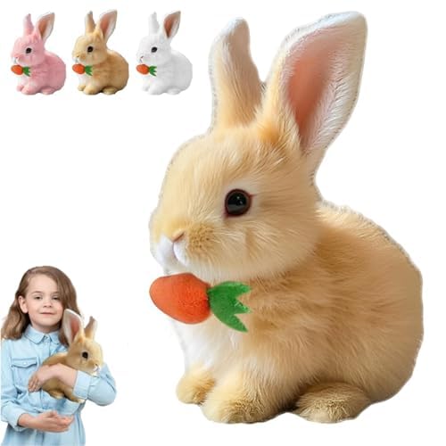 vecora My realistic bunny toy, Easter bunny, Electronic Plush Hopping Jumping, Twitching, Shaking Ears, Easter Bunny toy gift，Interactive birthday gift (Gray)