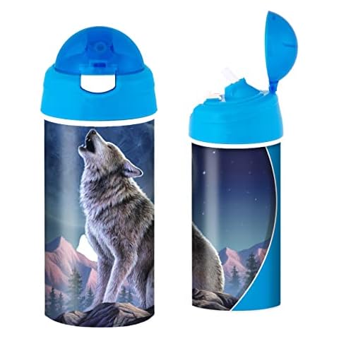 3D LiveLife Drinking Bottle - Moonlight Sonata from Deluxebase. Lenticular Wolf Water Bottle with Straw. 600ml kids drinks bottle with original artwork from artist, Jerry LoFaro Cover