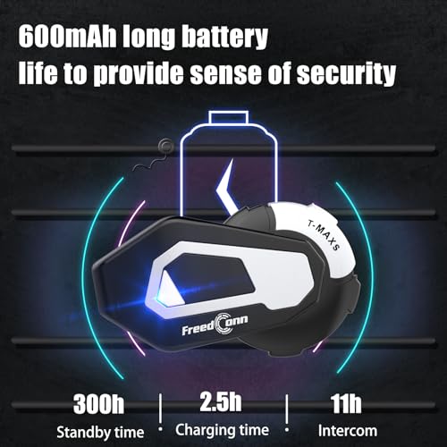 Image of FreedConn Motorcycle Bluetooth Headset T-MAXS Motorcycle Communication Systems 6 Riders 1000M Group Helmet Intercom with Music Sharing FM Radio CVC Noise Cancellation Accessories
