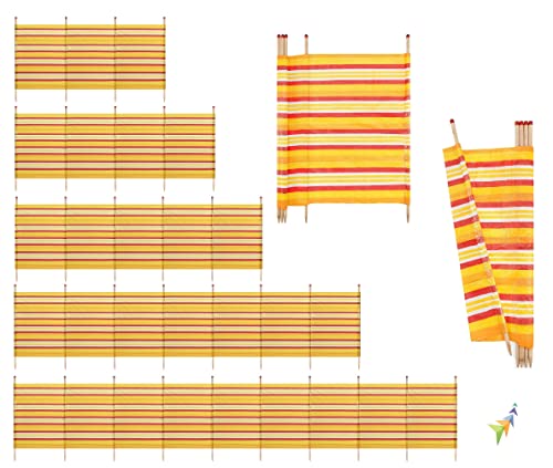 Abaseen Yellow Windbreak, Extra Tall Colorful Wind Break for Camping, Caravan, Festival and Beach Windbreaker Sun Shelter Garden Screen (6 Pole)