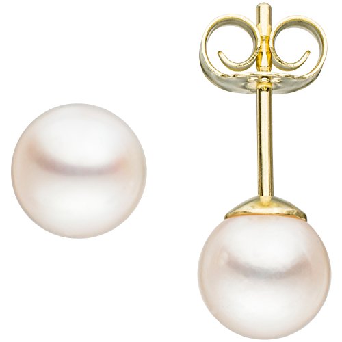Preisvergleich Produktbild Jobo Damen-Ohrstecker aus 585 Gold mit Akoya Perlen 6 mm