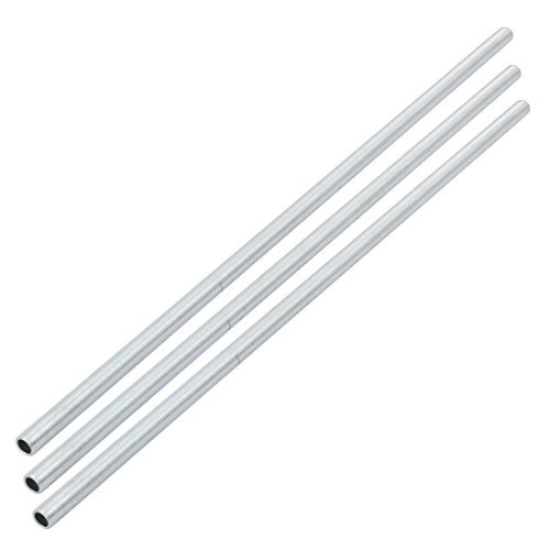 Image of uxcell Lamp Pipe Nipple, M10 Thread 410mm Length Hollow Lamps Repair Part Hardware for Lamp Lights, Zinc Plated Silver Tone, Pack of 3