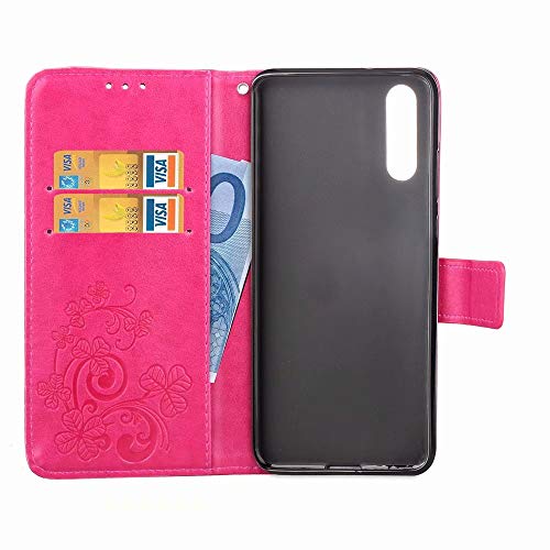 FanTing Capa para Samsung Galaxy A8 Plus 2018, capa carteira flip de trevo de quatro folhas com supo