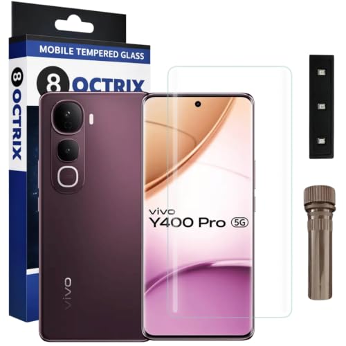 Image of Curved UV Tempered Glass Screen Protector for Vivo Y400 Pro | Transparent | Pack of 1 | Full Screen Coverage with UV Installation Kit